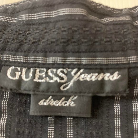 🌷3 for$25🌷Guess Jeans, US 9 (Fits Small), Black & Silver Stripe Shirt Dress - Picture 7 of 9